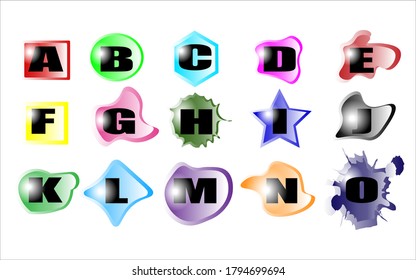 vector illustration of an icon of the alphabet letters with interesting and colorful shapes Part 1