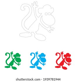 Vector Illustration Icon of Animal to be 3 different colors and trace line educational game for kids of age 3 7 years. connect the dots symbol on white background.
