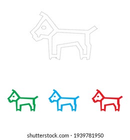 Vector Illustration Icon of Animal to be 3 different colors and trace line educational game for kids of age 3 7 years. connect the dots symbol on white background.