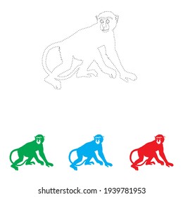 Vector Illustration Icon of Animal to be 3 different colors and trace line educational game for kids of age 3 7 years. connect the dots symbol on white background.