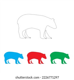 Icono de ilustración vectorial de animal para ser 3 colores diferentes y traza línea de juego educativo para niños de 3 a 7 años. conecte el símbolo puntos en el fondo blanco.