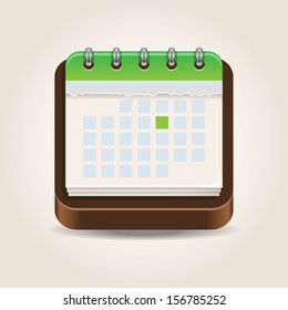 Vector illustration (icon for app) of cute square loose-leaf calendar.