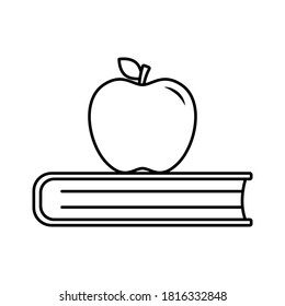 Vector illustration icon of apple and book, isloated education icon on white background.