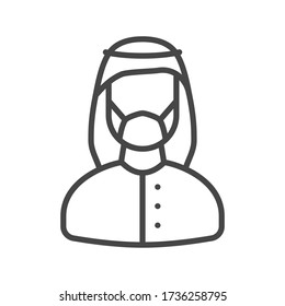 vector illustration icon of a Arab man wearing protective facemask avatar to prevent corona virus spread