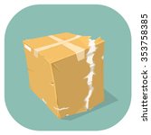 A vector illustration icon of a badly damaged cardboard delivery box.
Concept for damaged goods.