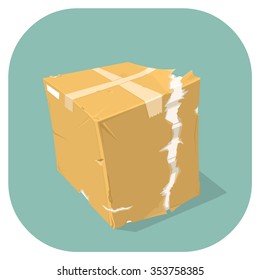 A Vector Illustration Icon Of A Badly Damaged Cardboard Delivery Box.
Concept For Damaged Goods.