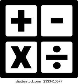 Vector illustration of icon with basic mathematical operations: addition, subtraction, multiplication and division.