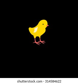 Vector illustration of icon beautiful yellow chick