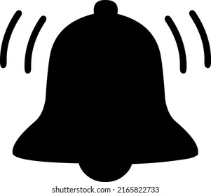 Vector illustration of icon black color silhouette of a bell with wave shapes