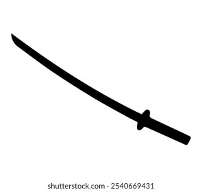 Ilustración vectorial del ícono de color negro silueta de una espada katana.