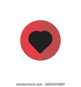 vector illustration of icon black heart with red circle
