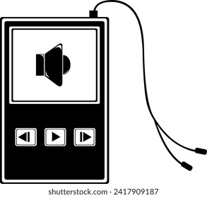 vector illustration icon black and white music player