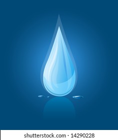 vector illustration icon of blue water drop falling