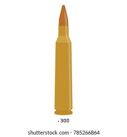 Vector illustration icon bullet 300 caliber isolated on white background. Ammunition