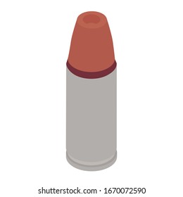 Vector illustration icon bullet 40 mm caliber isolated on white background. Ammunition