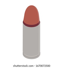 Vector illustration icon bullet 45 mm caliber isolated on white background. Ammunition