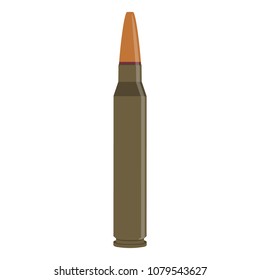 Vector illustration icon bullet 5.56 * 45 mm caliber isolated on white background. Ammunition