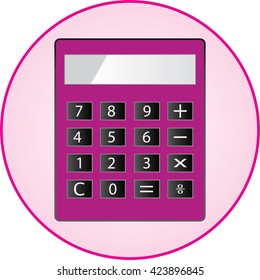vector illustration icon calculator decorated in pink circle