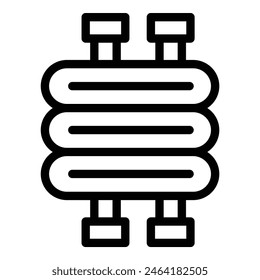 Icono de Ilustración vectorial de un radiador de calefacción central en un simple contorno blanco y negro