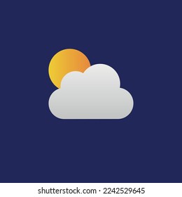Vector illustration of icon cloudy, sun with clouds.