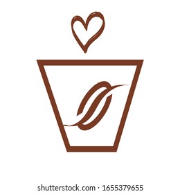 vector illustration icon coffee.grains are brown. logo for a cafe,a drink,hot tea.a sticker on the machine for making such cappuccino.a drop of flavored espresso in a cup.