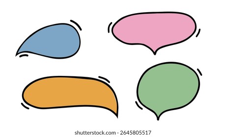 Ilustración vectorial Icon colección Citas. Burbujas coloridas del mensaje del chat. Diálogo de globo de cómic en blanco retro. Adecuado para pegatinas
