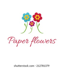 Vector illustration icon of color paper flowers