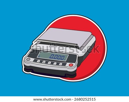 Vector Illustration icon colorfull of high precision digital balance scale commonly used in research labs, chemistry, and pharmacy