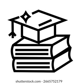 Ilustración vectorial de un ícono que combina un gorro de graduación y un libro.