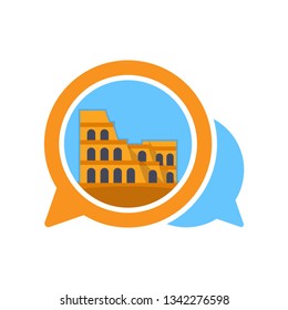 Vector illustration icon with communication media concept that shares information about Colosseum tourist spots