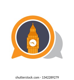 Vector illustration icon with the communication media concept that shares information about UK tourist spots, Big Ben Clock Tower