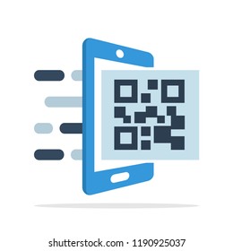 vector illustration icon with the concept of accessing QR-code services with a mobile application