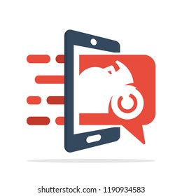 Vector illustration icon with the concept of accessing automotive motorcycle information with mobile applications