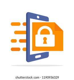 Vector illustration icon with the concept of accessing confidential file information with the mobile application