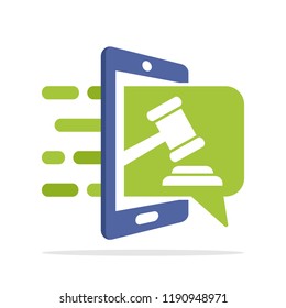 Vector illustration icon with the concept of accessing auction information with a mobile application