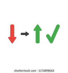 Vector illustration icon concept of arrow moving down and up with check mark.