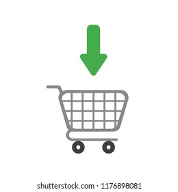 Vector illustration icon concept of arrow moving inside shopping cart.