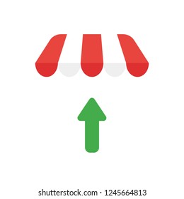 Vector illustration icon concept of arrow moving up under shop store awning.