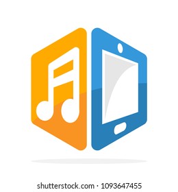 vector illustration icon with the concept of audio music development media with mobile smartphone application