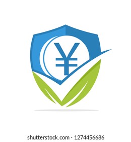 Vector illustration icon with the concept of the best solution for financial investment protection with yen, Japan