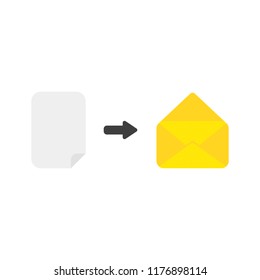 Vector illustration icon concept of blank paper inside opened mail envelope.