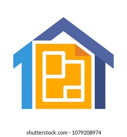 vector illustration icon with the concept of blueprint of house plan