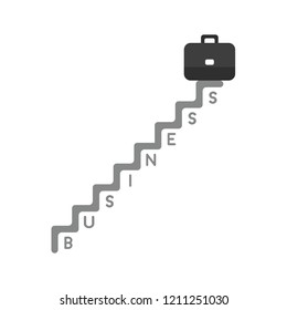 Vector illustration icon concept of briefcase on top of business stairs.