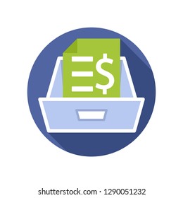 Vector illustration icon with the concept of budget data document storage media