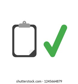 Vector illustration icon concept of clipboard with blank paper and check mark.