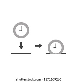 Vector illustration icon concept of clock inside moneybox hole.