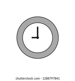 Vector illustration icon concept of clock time. Colored and black outlines.