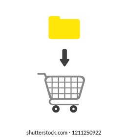 Vector illustration icon concept of closed file folder into shopping cart.