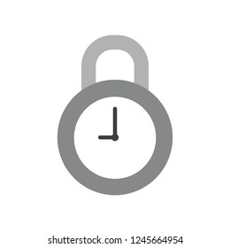 Vector illustration icon concept of closed clock padlock.