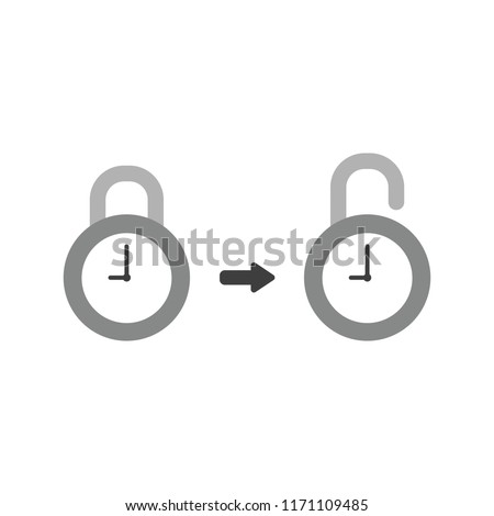 Vector illustration icon concept of closed and opened clock padlocks.